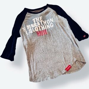 THE MARATHON CLOTHING Gray & Black Top Long Sleeve Soft Tee T-shirt Womens Shirt